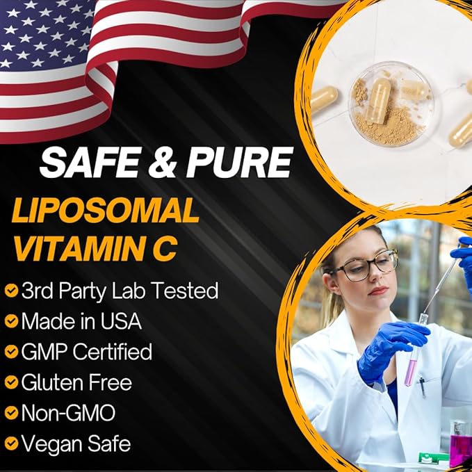 Liposomal Vitamin C Supplement | LipoQuil-C™ Enhanced Absorption Technology | 120 Capsules 1000mg High Dose Fat Soluble Vita C | Immune Support Collagen Support