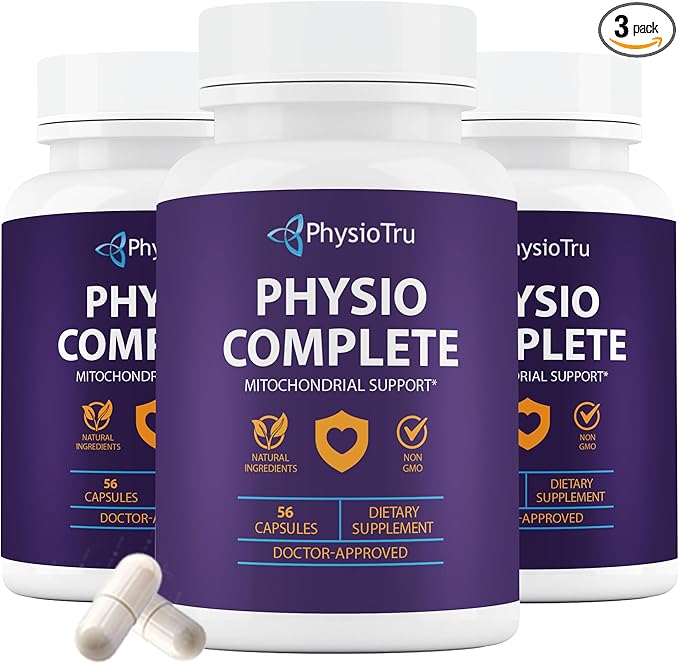 PhysioTru Physio Complete CoQ10 Supplement - Superior Nutrient Absorption, Antioxidant & Energy Support - Coenzyme Q10 Ubiquinone with Fulvic Acid, Magnesium Taurate & Reishi Extract - 3 Pack
