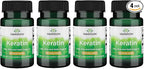 Swanson Keratin (from Tibetan Wool) - Natural Supplement Promoting Healthy Joints, Hair, Skin & Nails - Helps Nourish Healthy Connective Tissues - (60 Capsules, 50mg Each) (4 Pack)