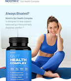 Nootrix Gut Health Complex Supplement | Probiotics for Gut Health, Colon Cleanse & Bloating Relief | Promotes Healthy Digestion | Digestive Enzymes, Postbiotics & Prebiotics | 90 Capsules