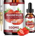 Magnesium Glycinate Supplement, Liquid Magnesium Glycinate Liquid Drops 500mg-Support Stress Relief, Relaxation, Mood, Sleep, Bone & Muscle-2 Fl Oz, Vegan, Strawberry Flavor