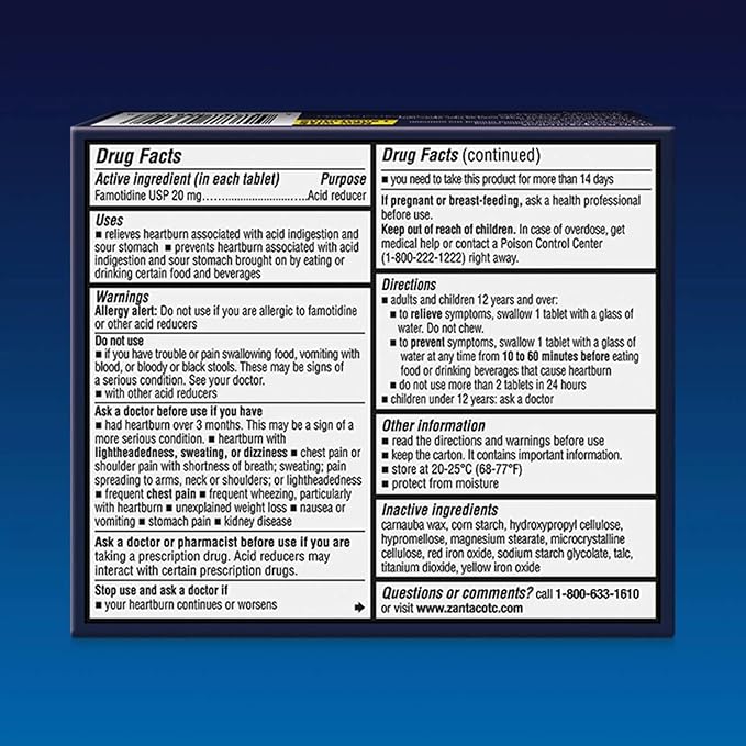 Zantac 360 Maximum Strength Tablets, 25 Count, Heartburn Prevention and Relief, 20 mg Tablets
