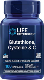 Life Extension Glutathione, Cysteine & C, 500 mg of Vitamin C, Powerful antioxidant Supplement to Support Liver Health, Gluten-Free, Non-GMO, 100 Capsules