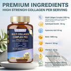 18-in-1 Collagen Pro with Hyaluronic Acid, Keratin, Biotin, VIT A C & E for Skin, Hair, Nails, Joint & Beauty - Multi Collagen Peptides Capsules with Type I II III V & X for Women & Men - 120 Caps