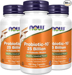 NOW Foods Probiotic-10 25 Billion, 100 Count (Pack of 3)