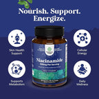 Pure Vitamin B3 Niacinamide 500mg Capsules - Niacinamide (Vit B3) 500mg Flush Free Form of B3 Vitamins for Skin Health Detox & NAD Production Support for Women & Men - Healthy Skin Supplement - 180 Ct