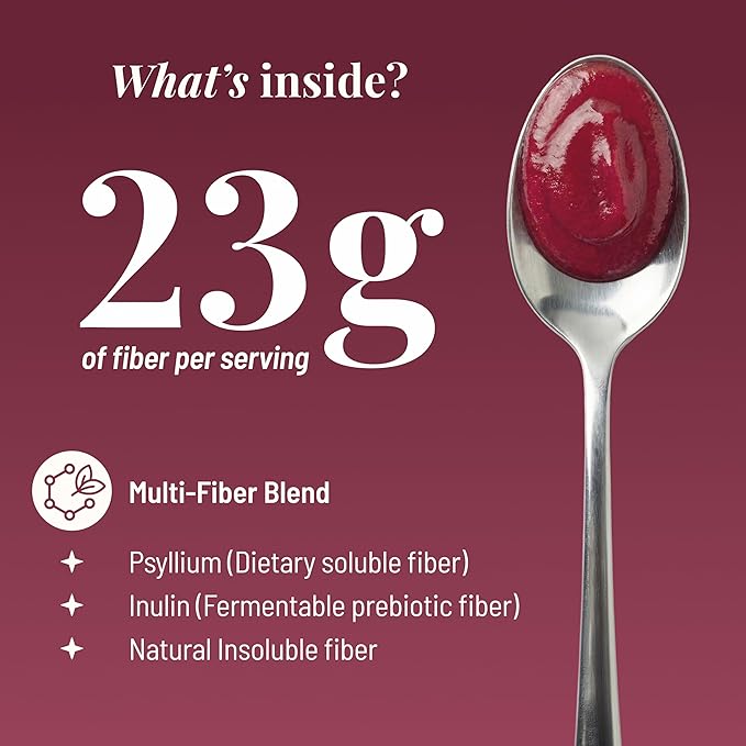 The Fiber Gel High Dietary Fiber Prebiotic Gel Formula — 100% Natural & Clean Label — Plant-Based Psyllium Husk & Inulin Complex — Keto Friendly, Vegan, No Added Sugar — Raspberry, 32 oz