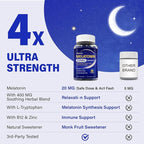 Melatonin 20mg Gummies for Adults - Max Strength Melatonin Gummy Supplement with Magnesium Glycinate, B6, B12, L-Theanine, GABA, & Herbs - Non-Habit Forming, Vegan, Natural Mixed Berry Flavor