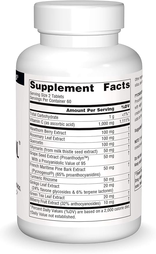 Source Naturals Pycnogenol Complex Antioxidant Formula Rich in Flavonoids, Proanthocyanidins & Vitamin C - 12 Tablets