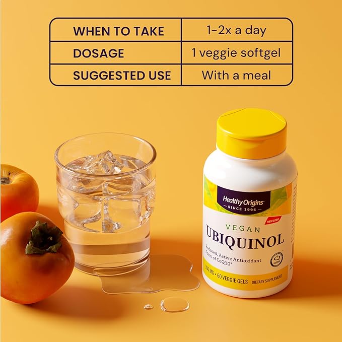 Healthy Origins Vegan Ubiquinol (Active Form of CoQ10), 100 mg - Kaneka Ubiquinol Supplements for Heart Health & Antioxidant Support - Gluten-Free & Non-GMO Supplement - 150 Veggie Gels