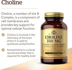 Solgar Choline 350 mg, 100 Vegetable Capsules - Supports Healthy Brain & Cellular Function - Vegan, Gluten Free, Dairy Free, Kosher - 100 Servings