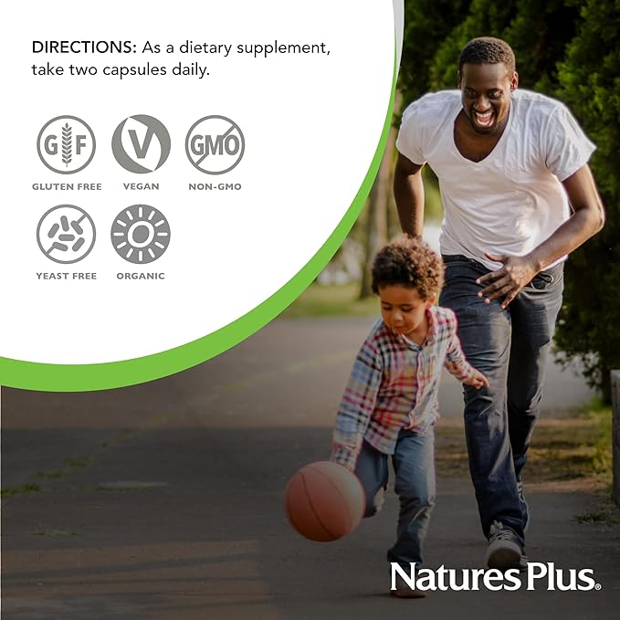 NaturesPlus Source of Life Garden Vitamin B12 - 60 Capsules - Includes 20+ Whole Food Extracts - USDA Certified Organic, Non-GMO, Vegan, Gluten Free - 30 Servings
