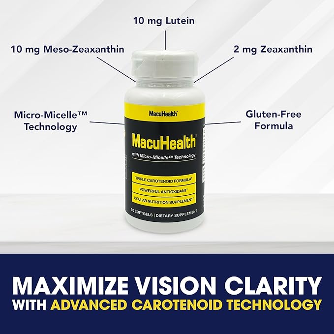Macuhealth Triple Carotenoid Formula - Eye Vitamins for Adults - 90 Softgels, 3 Month Supply