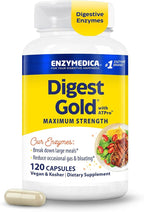 Enzymedica Digest Gold + ATPro, Maximum Strength Enzyme Formula, Fast-Acting, Helps Digest Large Meals, Prevents Bloating and Gas, 120 Capsules