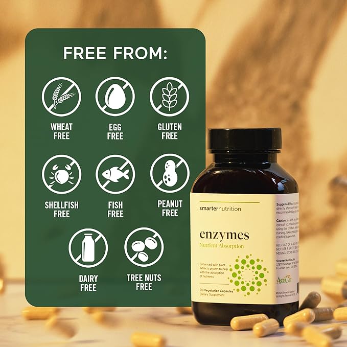 SMARTERNUTRITION Vegan Digestive Enzymes - Digestion Bloating & Gut Health Support with 16 Multi Enzymes for Nutrient Absorption & Meal Time Comfort for Both Men & Women - 90 Count[30-Day Supply]