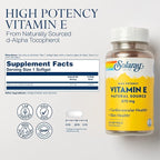 SOLARAY Vitamin E 1000 IU Softgel Capsules, 670 mg - d Alpha Tocopherol Vitamin E Supplements - Skin Health, Heart Function and Antioxidant Support - 60-Day Guarantee - 60 Servings, 60 Softgels