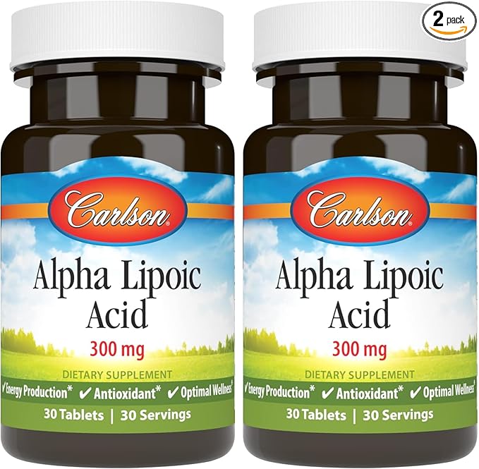 Carlson - Alpha Lipoic Acid, 300 mg, Energy Production, Universal Antioxidant, 30 Tablets (Pack of 2)