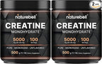 NatureBell 2 Pack Instant Creatine Monohydrate Powder 500g, 5,000mg Per Serving | Micronized, Pure, & Unflavored | Pre-Workout | Keto, Vegan, Filler-Free | 200 Servings (2.2 lb)