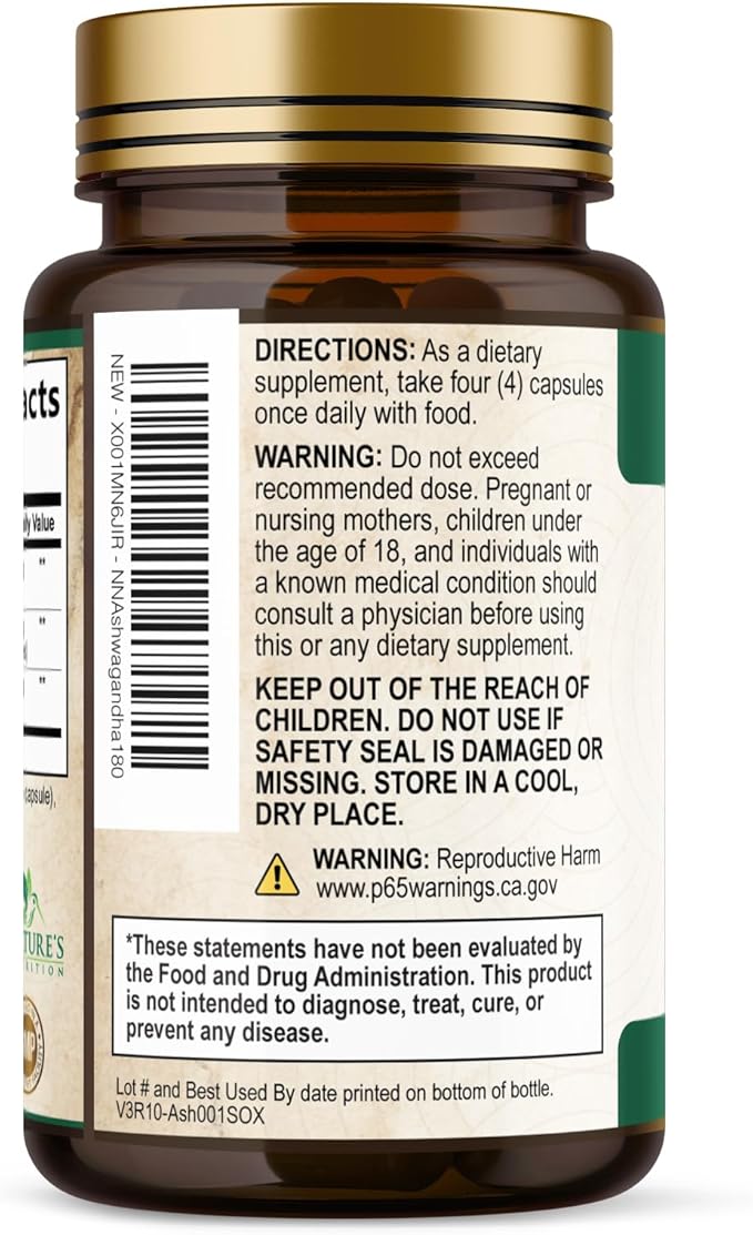 Ashwagandha Supplements - Premium Ashwagandha Capsule for Women & Men, Natural Antioxidant Support Ashwa Root Extract, Extra Strength Calm Support with Black Pepper, Vegan - USA Bottled - 180 Capsules