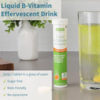 Igennus Super B-Complex Liquid B-Vitamin Effervescent Drink, Methylated, Fast Action Energy Supplement, Caffeine-Free, Sugar-Free, Orange Flavor, Vegan, 120 Effervescent Tablets