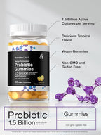 Horbäach Probiotic Gummies 1.5 Billion CFU | 60 Count | with Prebiotic for Women and Men | Tropical Flavor | Doctor Formulated | Vegan, Non-GMO & Gluten Free | Berkshire Labs