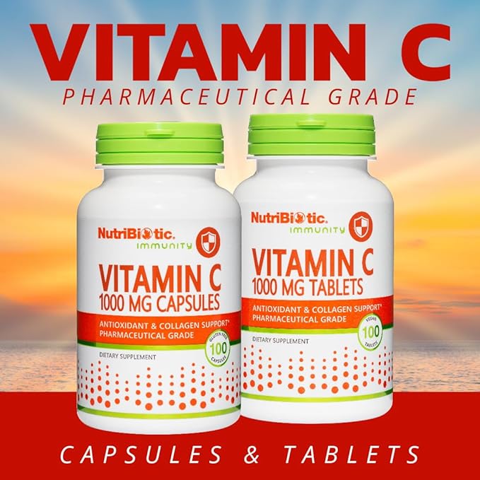 NutriBiotic - Vitamin C 1000 Mg, 250 Count Tablets | Essential Immune & Antioxidant Collagen Support Supplement | Pharmaceutical Grade L-Ascorbic Acid | Vegan, Non-GMO & Gluten Free