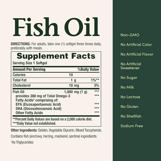 Nature’s Bounty Fish Oil, Supports Heart Health, 1000mg, Rapid Release Softgels, 145 Ct