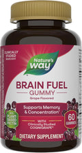 Nature’s Way Brain Fuel, Supports Memory and Concentration*, Brain Function Support Supplement*, Clinically Studied Cognigrape®, Grape Flavored, 60 Gummies