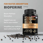 Extra Strength Turmeric Capsules - High-Absorption 2360 mg Curcumin Supplements, Non-GMO Blend for Digestive Comfort & Daily Support - Organic Turmeric Supplement with Black Pepper (120ct, Pack of 1)