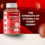 Vitamatic Sugar Free Vitamin A 25000 IU Gummies (Retinyl Palmitate) - Natural Strawberry Flavor - 120 Pectin Based Gummies (1 Bottle)