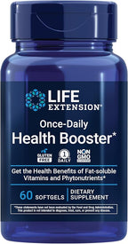 Life Extension Once-Daily Health Booster - Vitamins & Nutrients Supplement for Whole-Body Health - Vitamin K Complex, Vitamin E, Saffron, Lutein and More - Non-GMO, Gluten-Free - 60 Softgels