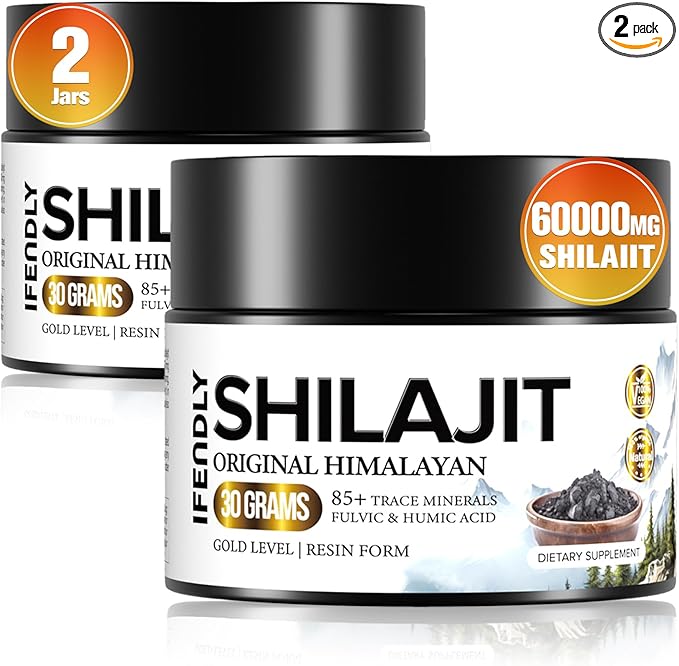 Shilajit Resin, Shilajit for Men & Women, Shilajit Organic - 600mg Potency Gold Grade, with 85+ Trace Minerals, Fulvic & Humic Acid, 100 Serving, 2 Jar