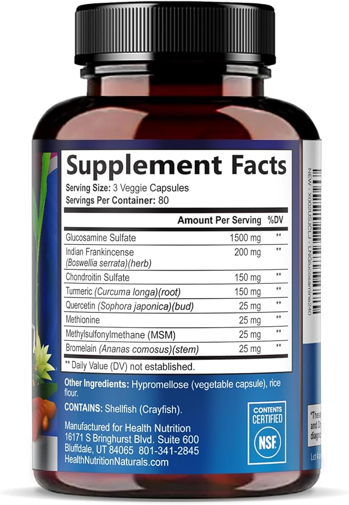 Glucosamine Chondroitin MSM Complex - 3X Strength Joint Support Supplement with Glucosamine Sulfate, Turmeric, Boswellia - For Cartilage, Mobility & Flexibility - Bottled in USA - 240 Capsules