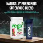 Vega Premium Protein + Supergreens, Berry – 20g Vegan Protein, Dairy & Gluten Free, 19.2 oz (18 Servings)