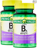Vitamin B6 100mg – 250 Tablets, High Potency Vitamin B6 Supplement for Metabolism Support, B6 Vitamins for Men and Women, Gluten Free, Vegetarian Formula (Pack of 2)