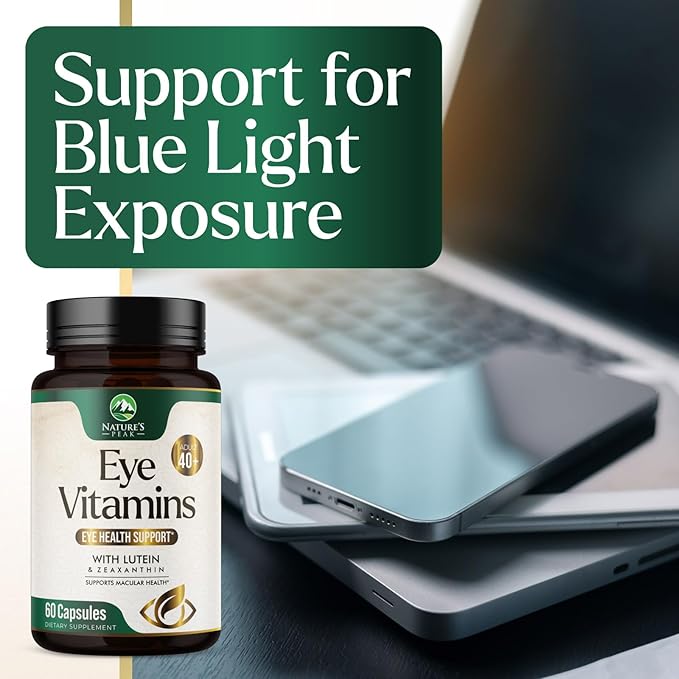 Eye Vitamins Supplements - 3x Strength Eye Health Vitamin with Lutein and Zeaxanthin - Vision Macular Health & Dry Eyes Support With Zinc, Vitamins C E & Minerals, Bottled in USA - 60 Capsules