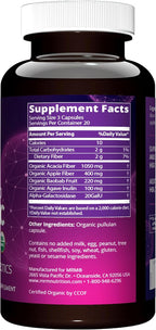 MRM Whole Food Organic Fiber Capsules - for Women & Men - USDA Organic Soluble & Insoluble Fiber Blend - with Prebiotics and Enzymes, Supports Microbiome Health - Vegan & Gluten-Free - 20 Servings