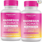 Pink Stork Magnesium Glycinate with Vitamin D - Magnesium Supplement for Women to Support Natural Calm - 2 Pack