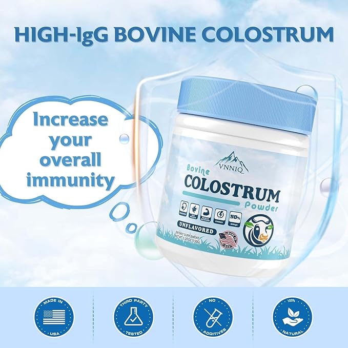Bovine Colostrum Powder Supplements, 3000mg IgG, Grass-Fed Orgainc Freeze Dried Colostrum for Women & Men | Supports Gut Health, Hair Health, Immune Defense & Muscle Recovery, Unflavored, 50 Servings