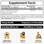 Nootropics Depot Lions Mane Mushroom Capsules | 8:1 Whole Fruiting Body Dual Extract | 500mg | 60 Count | Hericium erinaceus