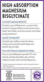New Chapter Magnesium Complex Supplement, 325mg with Magnesium Glycinate + Sea-Sourced + Fermented Forms for Heart, Bone, Nerve, Muscle & Cellular Energy, 100% Vegan, 60 Tablets