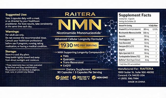 NMN Supplement 1000mg – 10 in 1 Advanced NAD+ Support with Quercetin, TMG, Resveratrol, ALA, CoQ10 & Apigenin – NMNH Alternative for Women & Men – Supports Cellular Energy & NAD+ Levels – 90 Capsules