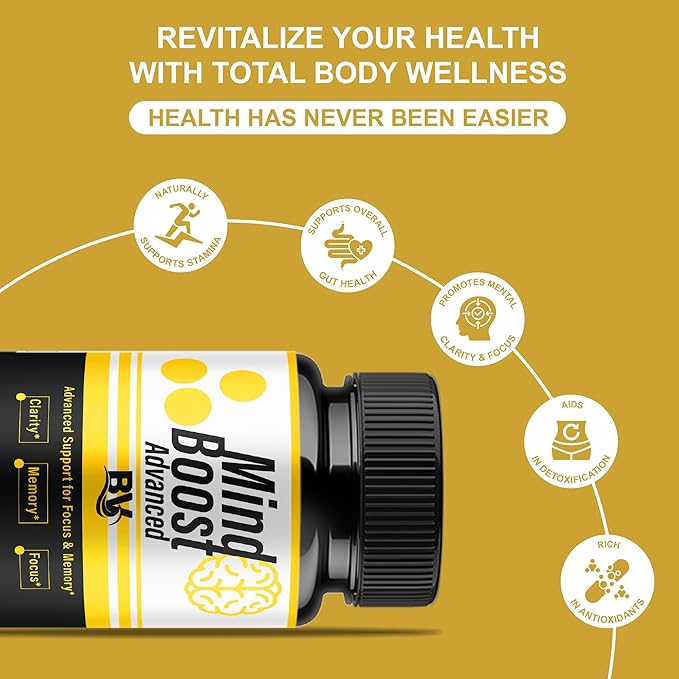 BLUE VIBE Mind Boost Premium Health & Wellness Nootropic Supplement, MindBoost Advanced All Natural Health Management & Overall Wellness Support Supplement Formula Pills (2 Pack - 120 Capsules)