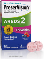 PreserVision AREDS 2 Eye Vitamins, #1 Eye Doctor Recommended Brand, Chewable Lutein and Zeaxanthin Supplement with Vitamin C, Vitamin E,Zinc, and Copper, Mixed Berry, 60 Tablets