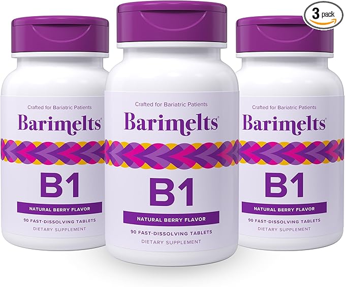 BariMelts Vitamin B1, 270 Fast-Dissolving Tablets (9-Month Supply), Sugar-Free Bariatric Vitamins for Women, Natural Berry Flavor