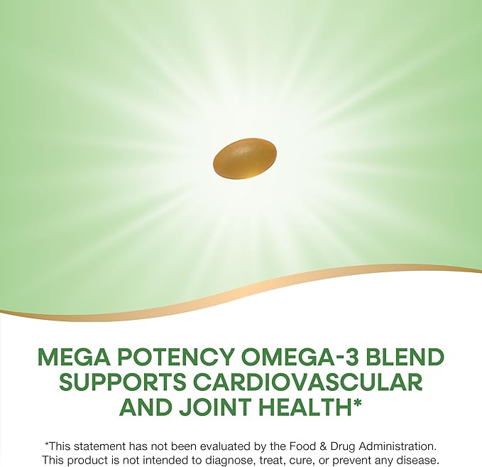 Nature's Way Super Fisol Fish Oil Omega 3 Supplements, Enteric Coated, Supports Cardiovascular and Joint Health*, Mega Potency Omega-3s, 180 Softgels (Packaging May Vary)