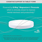 Qunol Q-Mag Magnesium L-Threonate Tablets, 2000mg of Magtein to Help Support Cognitive Performance, Improve Mental Alertness & Productivity, Supports Restful Sleep, High Absorption, 60 Count