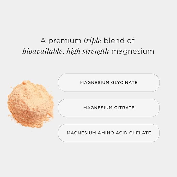 JSHealth Magnesium Powder for Sleep. 400mg Triple-Form Glycinate, Citrate, Amino Acid Chelate. Raspberry Lemonade. By Nutritionist Jessica Sepel (30 Servings) - Peach