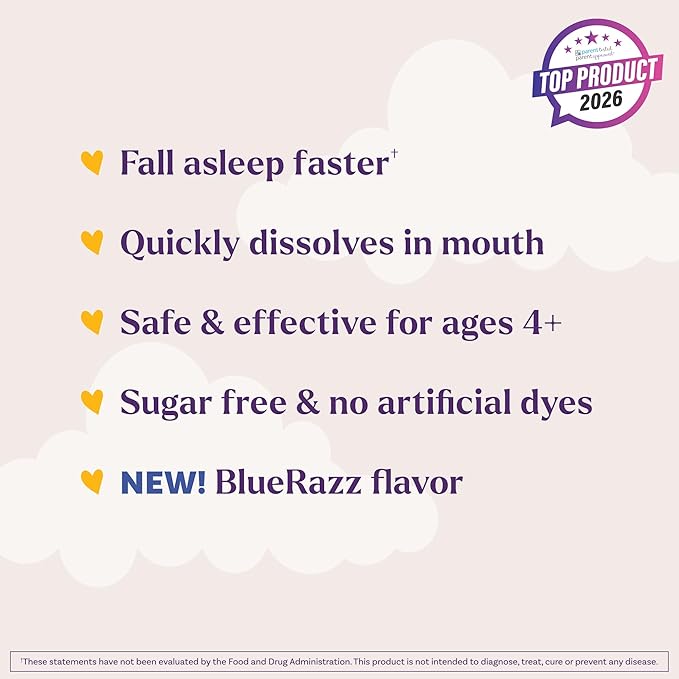 Natrol Kids Fast Dissolve Melatonin 1 mg, Dietary Supplement for Restful Sleep, Sleep Tablets for Kids, 60 Sugar-Free Blue-Razz-Flavored Melatonin Tablets, 60 Day Supply