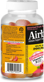 Airborne 500mg Vitamin C + Zinc Immune Support Supplement Gummies for Kids, Assorted Fruit Flavor, Gluten Free Crafted Blend with Powerful Antioxidants Vitamins C & E, 63 Gummies